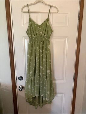 Liberty Love Olive Green Floral High-Low Maxi Dress